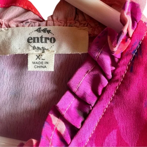 ENTRO | Flutter Ruffle Sleeve Floral Top Size:XL - Picture 4 of 8